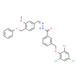 ChemSpider 2D Image | N'-[(Z)-{3-Methoxy-4-[(phenylsulfanyl)methyl]phenyl}methylene]-3-[(2,4,6-trichlorophenoxy)methyl]benzohydrazide | C29H23Cl3N2O3S