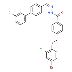 ChemSpider 2D Image | 4-[(4-Bromo-2-chlorophenoxy)methyl]-N'-[(Z)-(3'-chloro-4-biphenylyl)methylene]benzohydrazide | C27H19BrCl2N2O2