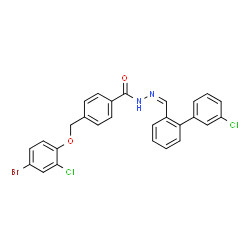 ChemSpider 2D Image | 4-[(4-Bromo-2-chlorophenoxy)methyl]-N'-[(Z)-(3'-chloro-2-biphenylyl)methylene]benzohydrazide | C27H19BrCl2N2O2