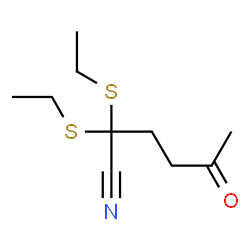 ChemSpider 2D Image | 2,2-Bis(ethylsulfanyl)-5-oxohexanenitrile | C10H17NOS2