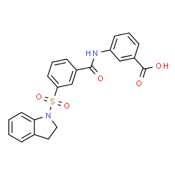 ChemSpider 2D Image | 3-{[3-(2,3-Dihydro-1H-indol-1-ylsulfonyl)benzoyl]amino}benzoic acid | C22H18N2O5S