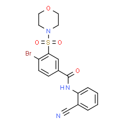 ChemSpider 2D Image | 4-Bromo-N-(2-cyanophenyl)-3-(4-morpholinylsulfonyl)benzamide | C18H16BrN3O4S