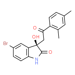 ChemSpider 2D Image | (3R)-5-Bromo-3-[2-(2,4-dimethylphenyl)-2-oxoethyl]-3-hydroxy-1,3-dihydro-2H-indol-2-one | C18H16BrNO3
