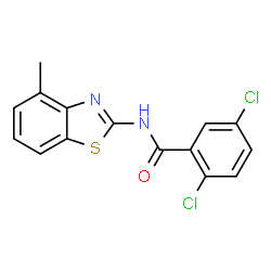 ChemSpider 2D Image | 2,5-Dichloro-N-(4-methyl-1,3-benzothiazol-2-yl)benzamide | C15H10Cl2N2OS