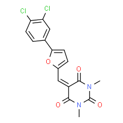 ChemSpider 2D Image | 5-{[5-(3,4-Dichlorophenyl)-2-furyl]methylene}-1,3-dimethyl-2,4,6(1H,3H,5H)-pyrimidinetrione | C17H12Cl2N2O4