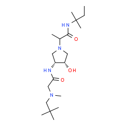 ChemSpider 2D Image | 2-[(3R,4S)-3-{[N-(2,2-Dimethylpropyl)-N-methylglycyl]amino}-4-hydroxy-1-pyrrolidinyl]-N-(2-methyl-2-butanyl)propanamide | C20H40N4O3
