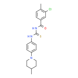 ChemSpider 2D Image | 3-Chloro-4-methyl-N-{[4-(4-methyl-1-piperidinyl)phenyl]carbamothioyl}benzamide | C21H24ClN3OS