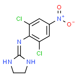ChemSpider 2D Image | N-(2,6-Dichloro-4-nitrophenyl)-4,5-dihydro-1H-imidazol-2-amine | C9H8Cl2N4O2