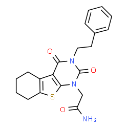 ChemSpider 2D Image | 2-[2,4-dioxo-3-(2-phenylethyl)-5,6,7,8-tetrahydro-[1]benzothiolo[2,3-d]pyrimidin-1-yl]acetamide | C20H21N3O3S