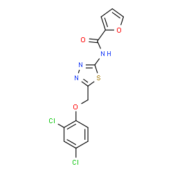 ChemSpider 2D Image | N-{5-[(2,4-Dichlorophenoxy)methyl]-1,3,4-thiadiazol-2-yl}-2-furamide | C14H9Cl2N3O3S