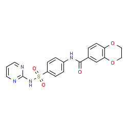 ChemSpider 2D Image | N-[4-(2-Pyrimidinylsulfamoyl)phenyl]-2,3-dihydro-1,4-benzodioxine-6-carboxamide | C19H16N4O5S