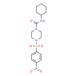 ChemSpider 2D Image | N-Cyclohexyl-4-[(4-nitrophenyl)sulfonyl]-1-piperazinecarboxamide | C17H24N4O5S