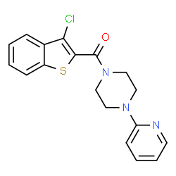 ChemSpider 2D Image | (3-Chloro-1-benzothiophen-2-yl)[4-(2-pyridinyl)-1-piperazinyl]methanone | C18H16ClN3OS