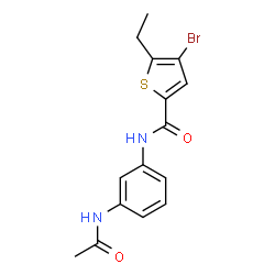 ChemSpider 2D Image | N-(3-Acetamidophenyl)-4-bromo-5-ethyl-2-thiophenecarboxamide | C15H15BrN2O2S