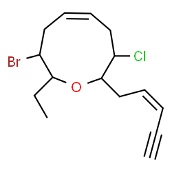 ChemSpider 2D Image | (5Z)-3-Bromo-8-chloro-2-ethyl-9-[(2Z)-2-penten-4-yn-1-yl]-2,3,4,7,8,9-hexahydrooxonine | C15H20BrClO