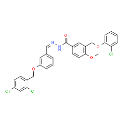 ChemSpider 2D Image | 3-[(2-Chlorophenoxy)methyl]-N'-[(Z)-{3-[(2,4-dichlorobenzyl)oxy]phenyl}methylene]-4-methoxybenzohydrazide | C29H23Cl3N2O4