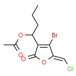 ChemSpider 2D Image | 1-[(5Z)-4-Bromo-5-(chloromethylene)-2-oxo-2,5-dihydro-3-furanyl]butyl acetate | C11H12BrClO4