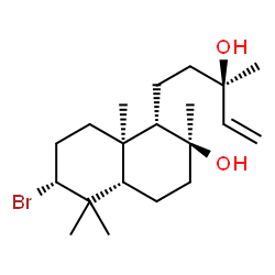 ChemSpider 2D Image | (1S,2S,4aS,6R,8aR)-6-Bromo-1-[(3R)-3-hydroxy-3-methyl-4-penten-1-yl]-2,5,5,8a-tetramethyldecahydro-2-naphthalenol | C20H35BrO2