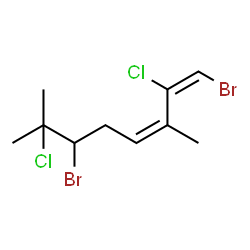 ChemSpider 2D Image | (1E,3Z)-1,6-Dibromo-2,7-dichloro-3,7-dimethyl-1,3-octadiene | C10H14Br2Cl2