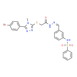 ChemSpider 2D Image | N-(3-{(Z)-[({[5-(4-Bromophenyl)-4-methyl-4H-1,2,4-triazol-3-yl]sulfanyl}acetyl)hydrazono]methyl}phenyl)benzenesulfonamide | C24H21BrN6O3S2