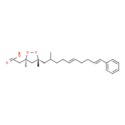 ChemSpider 2D Image | {(3S,5R)-3,5-Dimethyl-5-[(5E,9E)-2-methyl-10-phenyl-5,9-decadien-1-yl]-1,2-dioxolan-3-yl}acetic acid | C24H34O4