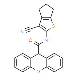 ChemSpider 2D Image | N-(3-Cyano-5,6-dihydro-4H-cyclopenta[b]thiophen-2-yl)-9H-xanthene-9-carboxamide | C22H16N2O2S