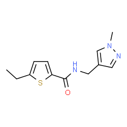 ChemSpider 2D Image | 5-Ethyl-N-[(1-methyl-1H-pyrazol-4-yl)methyl]-2-thiophenecarboxamide | C12H15N3OS