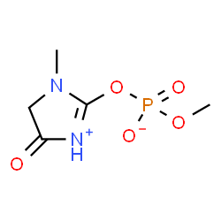 ChemSpider 2D Image | Methyl 1-methyl-4-oxo-4,5-dihydro-1H-imidazol-3-ium-2-yl phosphate | C5H9N2O5P