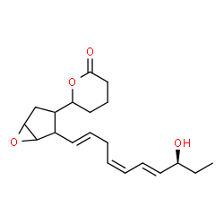 ChemSpider 2D Image | 6-{2-[(1E,4Z,6E,8S)-8-Hydroxy-1,4,6-decatrien-1-yl]-6-oxabicyclo[3.1.0]hex-3-yl}tetrahydro-2H-pyran-2-one | C20H28O4