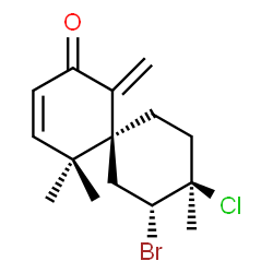 ChemSpider 2D Image | 2-bromo-3-chlorochamigra-7(14),9-dienone | C15H20BrClO