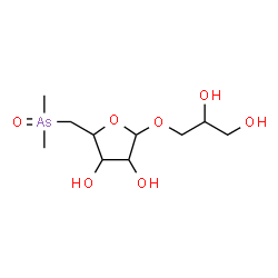 ChemSpider 2D Image | 2,3-Dihydroxypropyl 5-deoxy-5-(dimethylarsoryl)pentofuranoside | C10H21AsO7