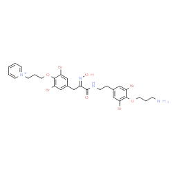 ChemSpider 2D Image | 1-(3-{4-[(2Z)-3-({2-[4-(3-Aminopropoxy)-3,5-dibromophenyl]ethyl}amino)-2-(hydroxyimino)-3-oxopropyl]-2,6-dibromophenoxy}propyl)pyridinium | C28H31Br4N4O4