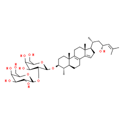 ChemSpider 2D Image | (3beta,4alpha,5alpha,23R)-23-Hydroxy-4-methylcholesta-8,14,24-trien-3-yl 2-O-alpha-L-threo-hexopyranosyl-alpha-L-threo-hexopyranoside | C40H64O12