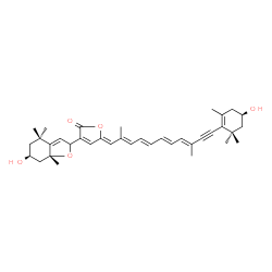 ChemSpider 2D Image | (5Z)-5-{(2E,4E,6E,8E)-11-[(4R)-4-Hydroxy-2,6,6-trimethyl-1-cyclohexen-1-yl]-2,9-dimethyl-2,4,6,8-undecatetraen-10-yn-1-ylidene}-3-[(6S,7aR)-6-hydroxy-4,4,7a-trimethyl-2,4,5,6,7,7a-hexahydro-1-benzofur
an-2-yl]-2(5H)-furanone | C37H46O5