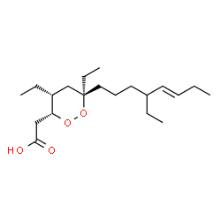 ChemSpider 2D Image | {(3R,4R,6R)-4,6-Diethyl-6-[(5E)-4-ethyl-5-octen-1-yl]-1,2-dioxan-3-yl}acetic acid | C20H36O4