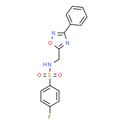 ChemSpider 2D Image | 4-Fluoro-N-[(3-phenyl-1,2,4-oxadiazol-5-yl)methyl]benzenesulfonamide | C15H12FN3O3S