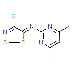 ChemSpider 2D Image | (5Z)-4-Chloro-N-(4,6-dimethyl-2-pyrimidinyl)-5H-1,2,3-dithiazol-5-imine | C8H7ClN4S2