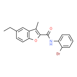 ChemSpider 2D Image | N-(2-Bromophenyl)-5-ethyl-3-methyl-1-benzofuran-2-carboxamide | C18H16BrNO2