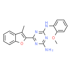 ChemSpider 2D Image | N2-(2-methoxyphenyl)-6-(3-methyl-2-benzofuranyl)-1,3,5-triazine-2,4-diamine | C19H17N5O2