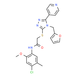 ChemSpider 2D Image | N-(4-Chloro-2-methoxy-5-methylphenyl)-2-{[4-(2-furylmethyl)-5-(4-pyridinyl)-4H-1,2,4-triazol-3-yl]sulfanyl}acetamide | C22H20ClN5O3S