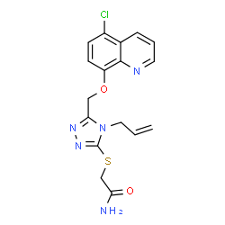 ChemSpider 2D Image | 2-[(4-Allyl-5-{[(5-chloro-8-quinolinyl)oxy]methyl}-4H-1,2,4-triazol-3-yl)sulfanyl]acetamide | C17H16ClN5O2S
