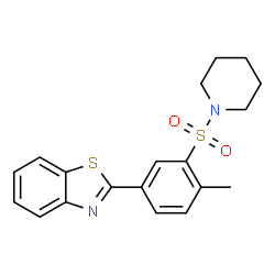 ChemSpider 2D Image | 2-[4-Methyl-3-(1-piperidinylsulfonyl)phenyl]-1,3-benzothiazole | C19H20N2O2S2