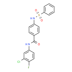ChemSpider 2D Image | N-(3-Chloro-4-fluorophenyl)-4-[(phenylsulfonyl)amino]benzamide | C19H14ClFN2O3S