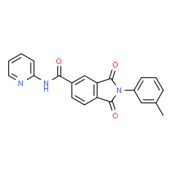 ChemSpider 2D Image | 2-(3-Methylphenyl)-1,3-dioxo-N-(2-pyridinyl)-5-isoindolinecarboxamide | C21H15N3O3
