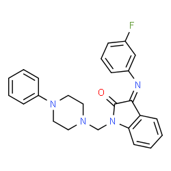 ChemSpider 2D Image | (3Z)-3-[(3-Fluorophenyl)imino]-1-[(4-phenyl-1-piperazinyl)methyl]-1,3-dihydro-2H-indol-2-one | C25H23FN4O