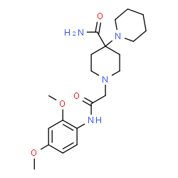 ChemSpider 2D Image | 1'-{2-[(2,4-Dimethoxyphenyl)amino]-2-oxoethyl}-1,4'-bipiperidine-4'-carboxamide | C21H32N4O4