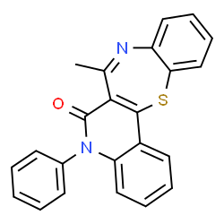 ChemSpider 2D Image | 7-Methyl-5-phenylquinolino[4,3-b][1,5]benzothiazepin-6(5H)-one | C23H16N2OS