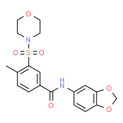 ChemSpider 2D Image | N-(1,3-Benzodioxol-5-yl)-4-methyl-3-(4-morpholinylsulfonyl)benzamide | C19H20N2O6S