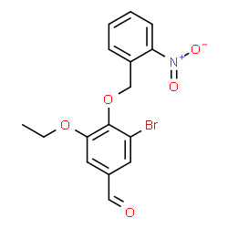 ChemSpider 2D Image | 3-Bromo-5-ethoxy-4-[(2-nitrobenzyl)oxy]benzaldehyde | C16H14BrNO5