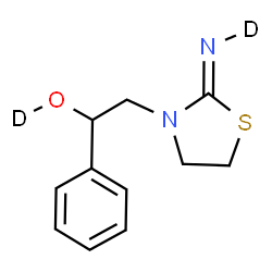 ChemSpider 2D Image | 2-[(2Z)-2-(~2~H)Imino-1,3-thiazolidin-3-yl]-1-phenylethan(~2~H)ol | C11H12D2N2OS